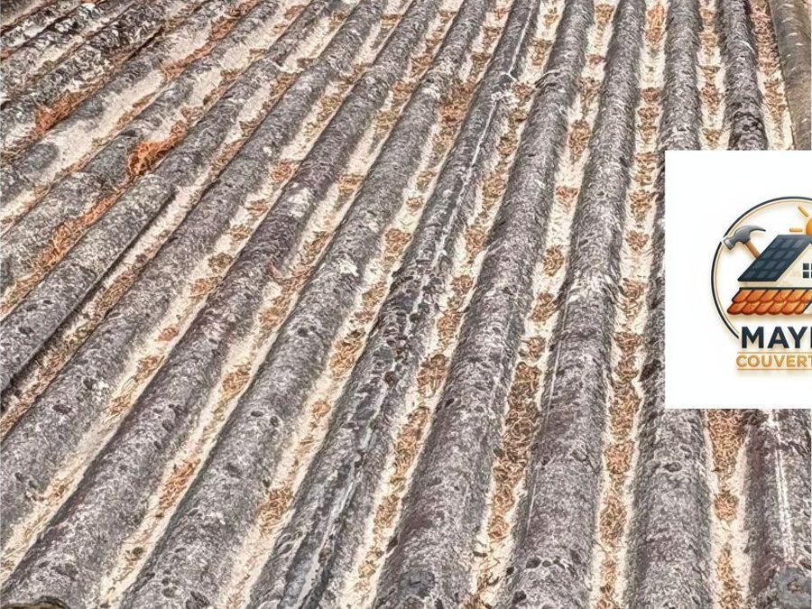 Remplacement d'une couverture en fibrociment par du bac acier à Rouen — avant